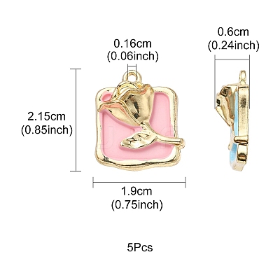 5Pcs Rack Plating Alloy Enamel Pendants ENAM-YW0002-46-1