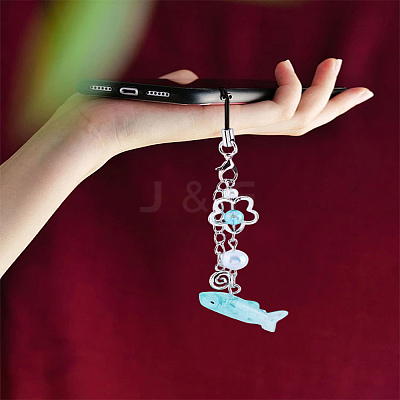 1Pc Shark Resin Bead Mobile Straps for Women AJEW-LP0006-18B-1