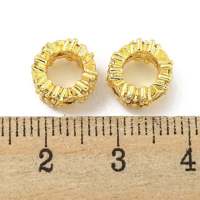 Rack Plating Brass Micro Pave Clear Cubic Zirconia European Beads KK-L215-012G-1