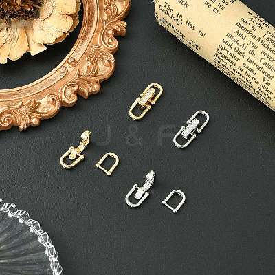 4Pcs 2 Colors Brass Micro Pave Clear Cubic Zirconia Fold Over Clasps ZIRC-CJ0003-38-1