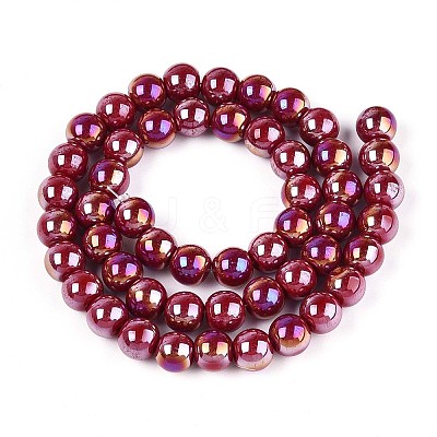 Electroplate Opaque Glass Beads Strands GLAA-T032-P8mm-AB23-1