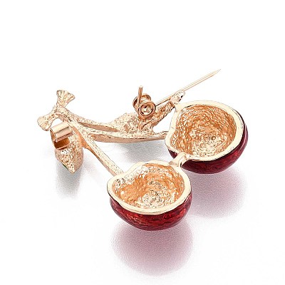Cherry Alloy Enamel Lapel Pins for Backpack Clothes JEWB-N009-01KCG-1