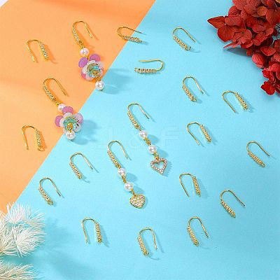 20Pcs Brass Micro Pave Clear Cubic Zirconia Earring Hooks ZIRC-SZ0005-08-1