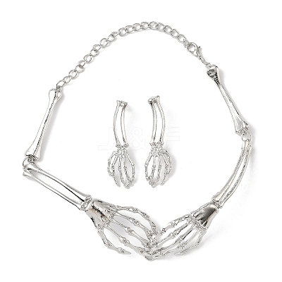 Alloy Pendant Necklaces & Stud Earrings for Women SJEW-B021-01P-1