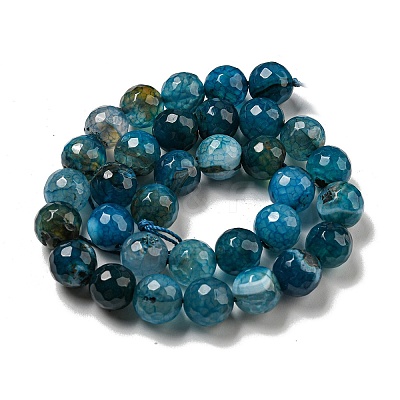 Faceted Natural Dragon Veins Agate Beads Strands X-G-F447-12mm-P05-1