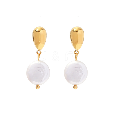 Stainless Steel Earrings with Freshwater Pearl YM6045-1