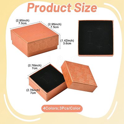 12Pcs 4 Colors Paper Jewelry Set Boxes CON-FS0001-24-1