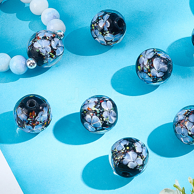 10Pcs Handmade Inner Flower Lampwork Beads LAMP-PA0001-02A-1