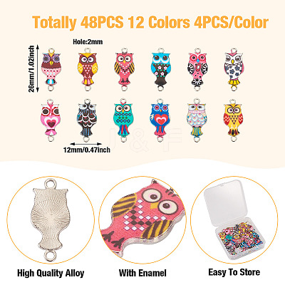 48Pcs 12 Colors Alloy Enamel Connector Charms FIND-TA0002-26-1