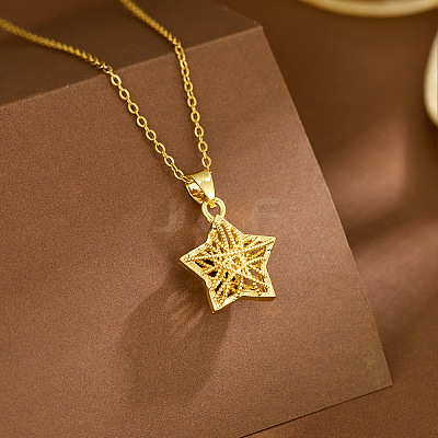 304 Stainless Steel Star Pendant Necklaces for Women WG2EDAA-03-1