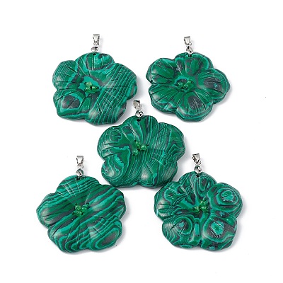 Natural Malachite Big Pendants G-B040-01P-12-1