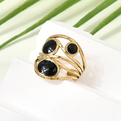304 Stainless Steel Enamel Cuff Open Rings SA-CBA369F-05G-1