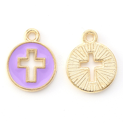 Light Gold Plated Alloy Enamel Pendants LS-X-ENAM-R136-18C-1