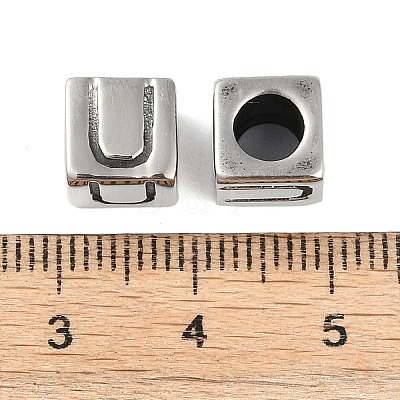 304 Stainless Steel Large Hole Letter European Beads STAS-H428-01AS-U-1