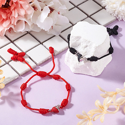 2Pcs 2 Colors Adjustable Braided Nylon Cords Bracelet Making AJEW-TA0001-51-1