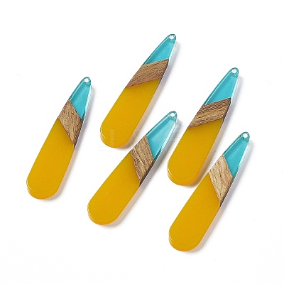 Transparent Resin & Walnut Wood Big Pendants RESI-M027-05J-1