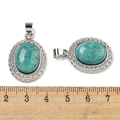 Natural Amazonite Oval Pendants G-B079-02P-04-1