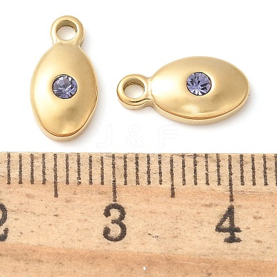 304 Stainless Steel with Rhinestone Charms STAS-Q345-15G-02-1