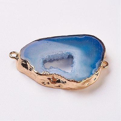 Electroplate Natural Druzy Geode Quartz Crystal Links connectors G-K189-04B-1