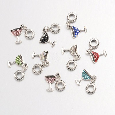 Large Hole Alloy Glass Rhinestone European Dangle Charms X-MPDL-L013-14-1