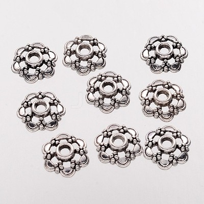 6-Petal Filigree Flower Tibetan Silver Fancy Bead Caps AA0502-NF-1