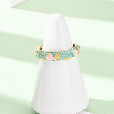 Brass Enamel Cuff Open Rings RJEW-P183-05G-M-1