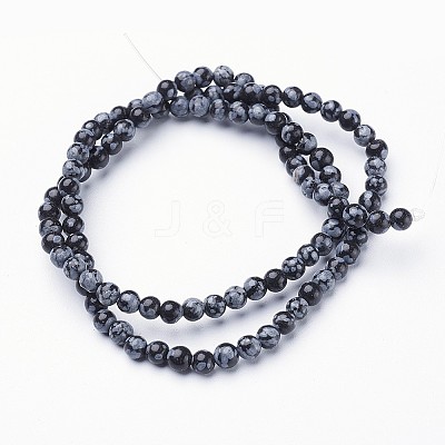 Natural Snowflake Obsidian Beads Strands GSR4mmC009-1