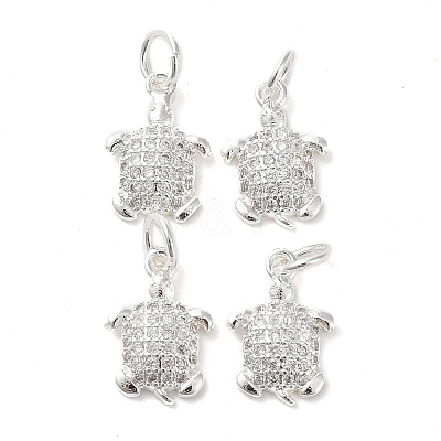 Rack Plating Brass Micro Pave Cubic Zirconia Pendants ZIRC-G168-47S-1