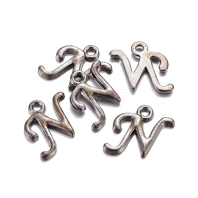 Gunmetal Plated Alloy Letter Pendants PALLOY-P097-03-N-1