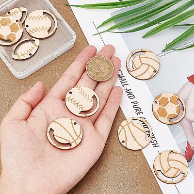 20Pcs 5 Styles Hollow Wooden Pendants WOOD-CA0001-54-1