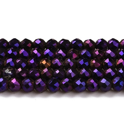 Electroplate Glass Beads Strands GLAA-H021-01B-FP09-1
