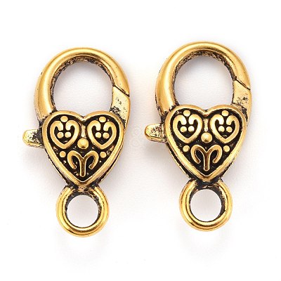 Tibetan Style Heart Lobster Claw Clasps X-GLF014Y-1