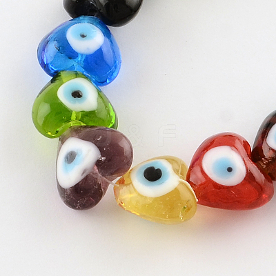 Heart Evil Eye Lampwork Bead Strands LAMP-R119-M-1