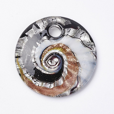 Handmade Silver Foil Glass Pendants X-FOIL-E103-02A-1