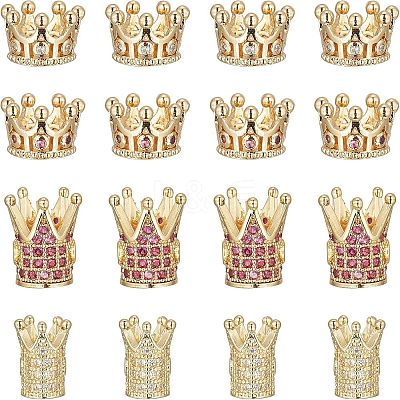 16Pcs 4 Style Brass Cubic Zirconia Beads KK-NB0001-53-1
