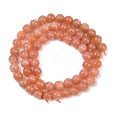 Natural Sunstone Beads Strands G-P621-6mm-01-1