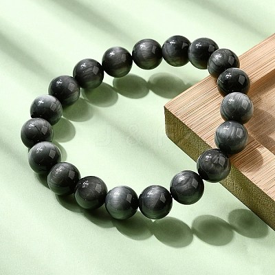 Grade AA Natural Eagle Eye Stone Round Beads Stretch Bracelets for Women BJEW-L712-B01-10mm-1