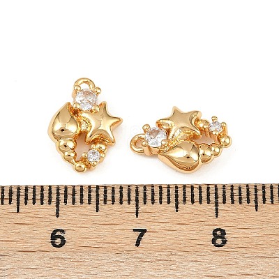 Ocean Theme Brass Micro Pave Cubic Zirconia Charms KK-F902-08T-G-1