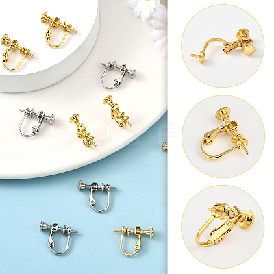 18Pcs 3 Colors Brass Clip-on Earring Findings KK-SC0006-61B-1
