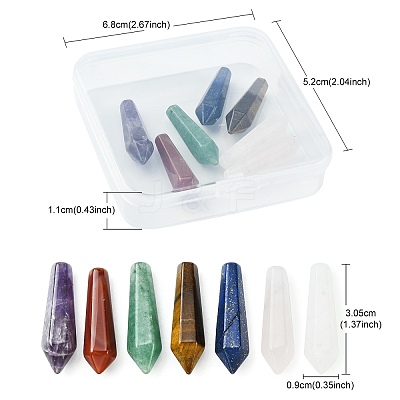 7Pcs 7 Styles Natural Mixed Gemstone Pointed Beads G-FS0005-53-1