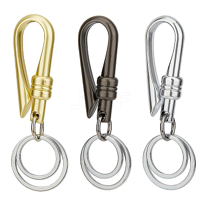 3Pcs 3 Colors Alloy Heavy Duty Keychains with 2 Detachable Key Rings FIND-HY0002-93-1