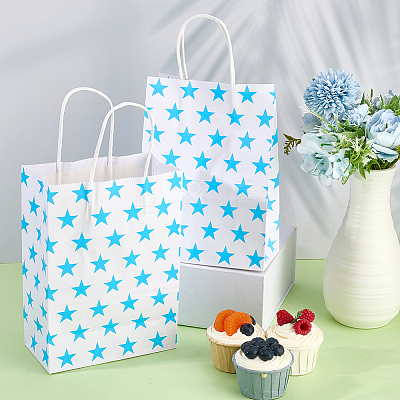 Kraft Paper Star Printed Bags with Handles ABAG-WH20013-08D-1