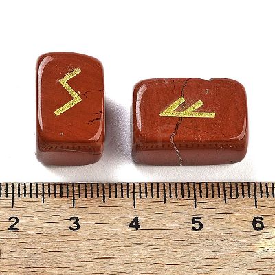 Rectangle Natural Red Jasper Rune Stones G-Z059-01M-1