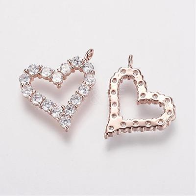 Brass Micro Pave Grade AAA Cubic Zirconia Charms ZIRC-G086-01RG-NR-1