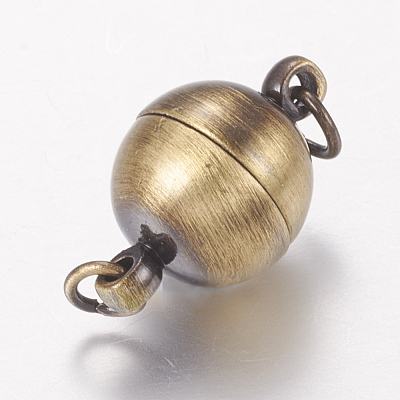 Brass Magnetic Clasps with Loops KK-E268-10mm-AB-NR-1
