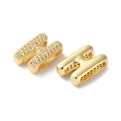 Rack Plating Brass Micro Pave Cubic Zirconia Slide Charms KK-C084-34G-H-1