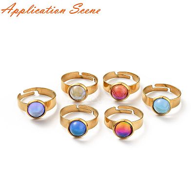 Ion Plating(IP) Adjustable 304 Stainless Steel Finger Rings Components STAS-P291-01C-G-1