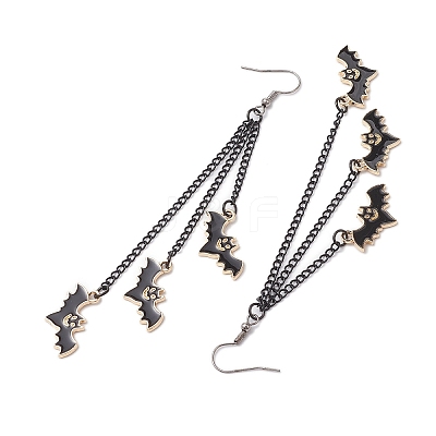 Halloween Themed Bat Alloy Enamel Dangle Earrings EJEW-JE06071-1