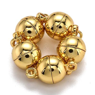 Round Brass Magnetic Clasps with Loops KK-D468-A-G-NF-1