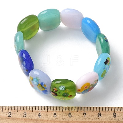 Handmade Millefiori Lampwork Beaded Stretch Bracelets for Men Women BJEW-G738-01B-03-1